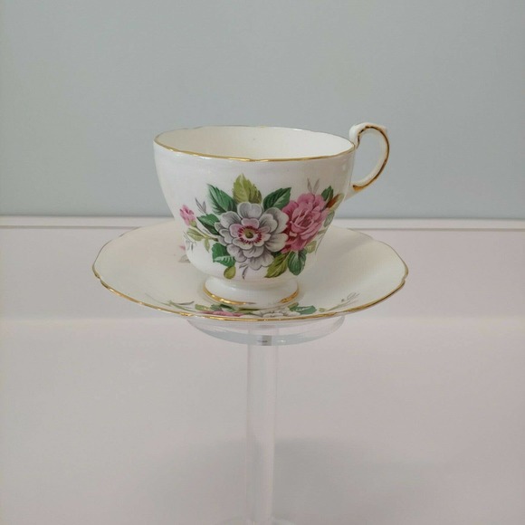 Paragon Other - Vintage Paragon Pink White Floral Cup & Saucer